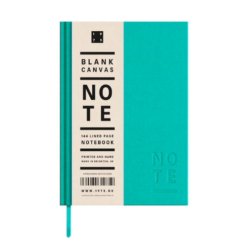 1973 Blank Canvas Notebook - A5 | Turquoise | Lined