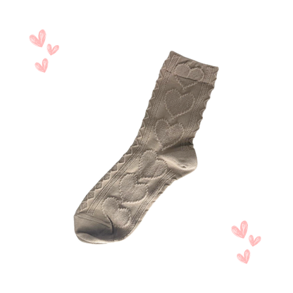 Heart Pattern Socks (Pink, Black & Cool Beige)