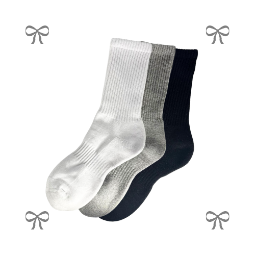Plain Crew Socks (White, Grey, Black)