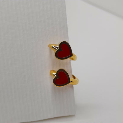 Gold Heart Mini Hoop Earrings (Red, Pink, Mint)