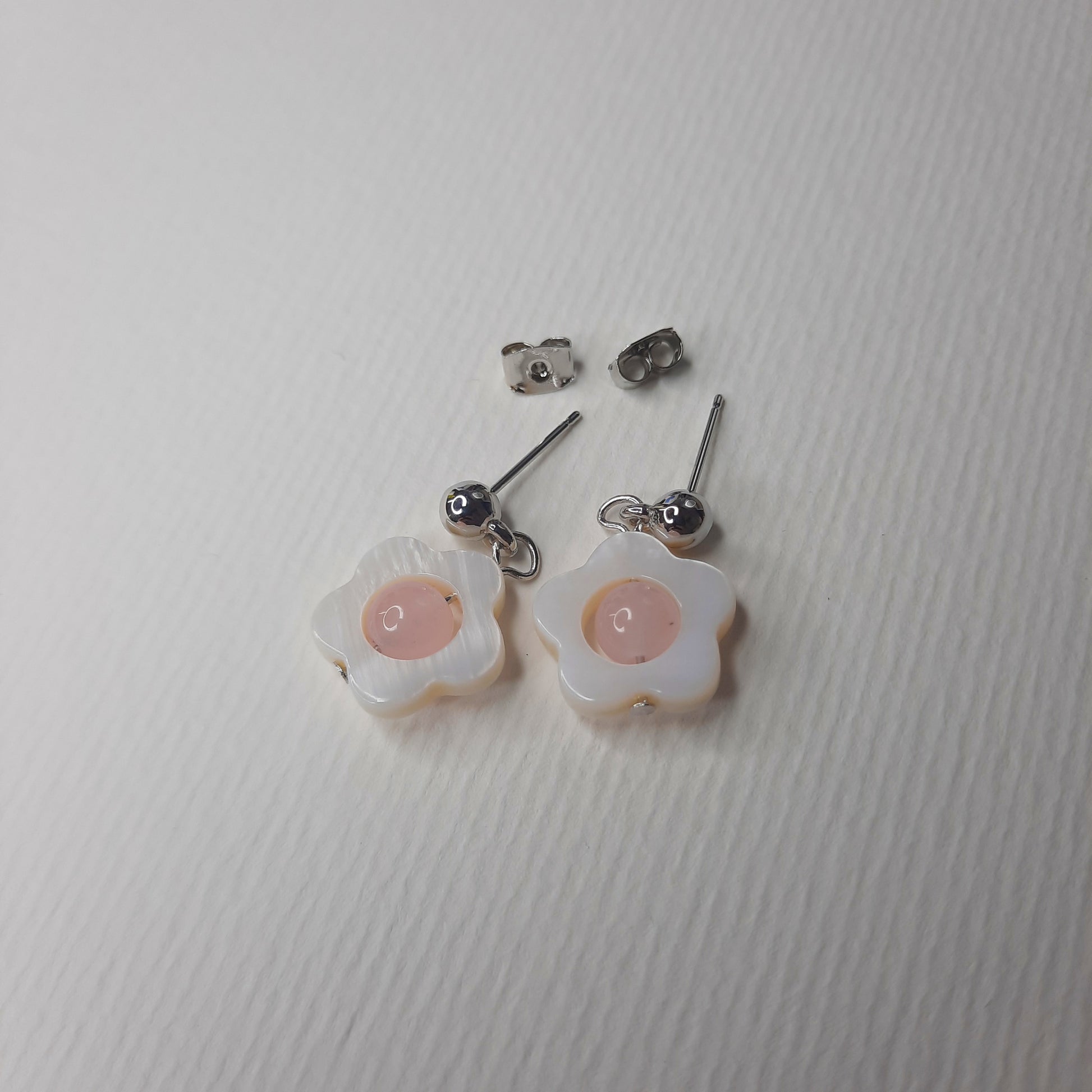 Opalescent Flower Dangle Stud Earrings (Pink )- AIGOO