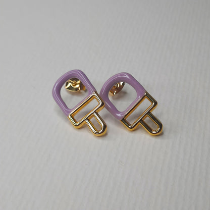 Pop Art Popsicle Stud Earrings ( Purple)- AIGOO