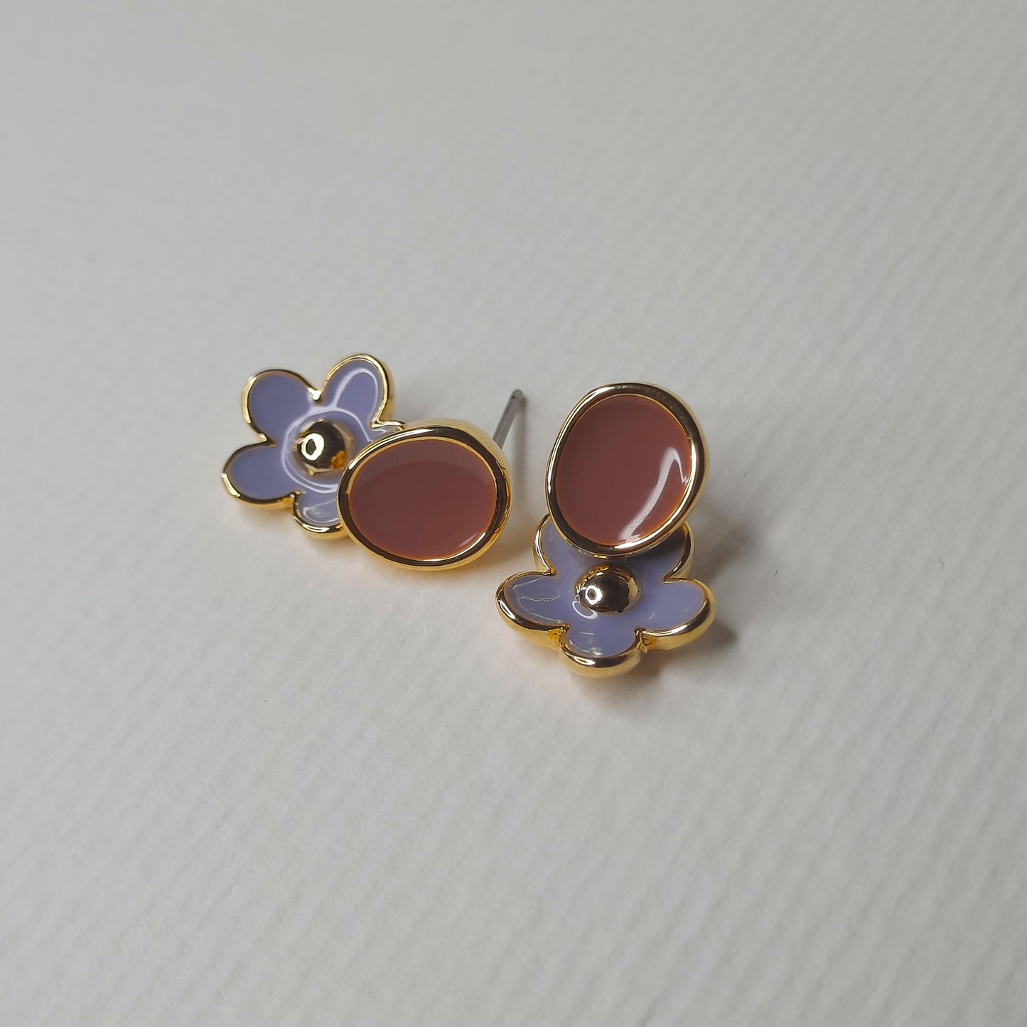 Dual Tone Spring Dangle Earrings Pink-Purple- AIGOO
