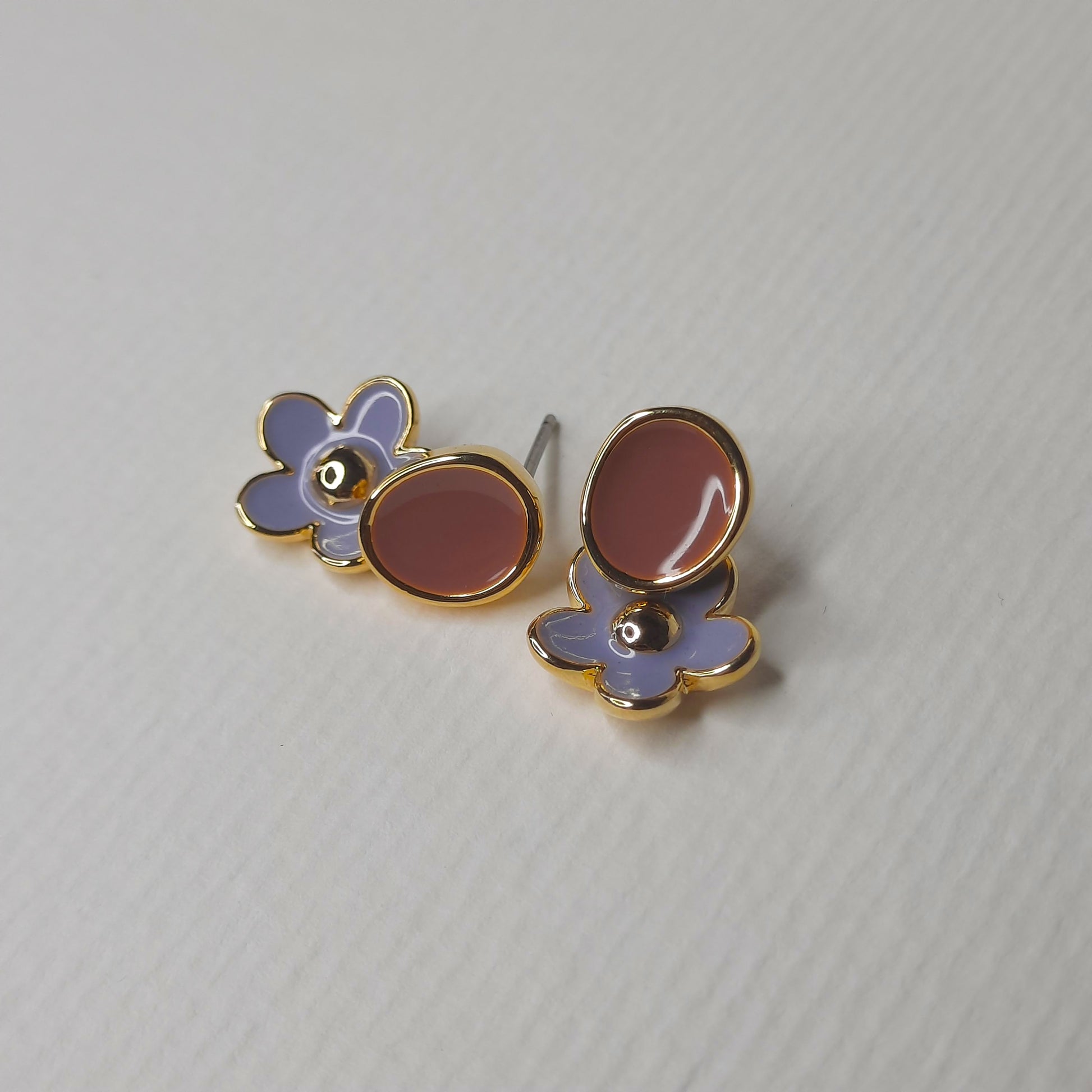 Dual Tone Spring Dangle Earrings Pink-Purple- AIGOO
