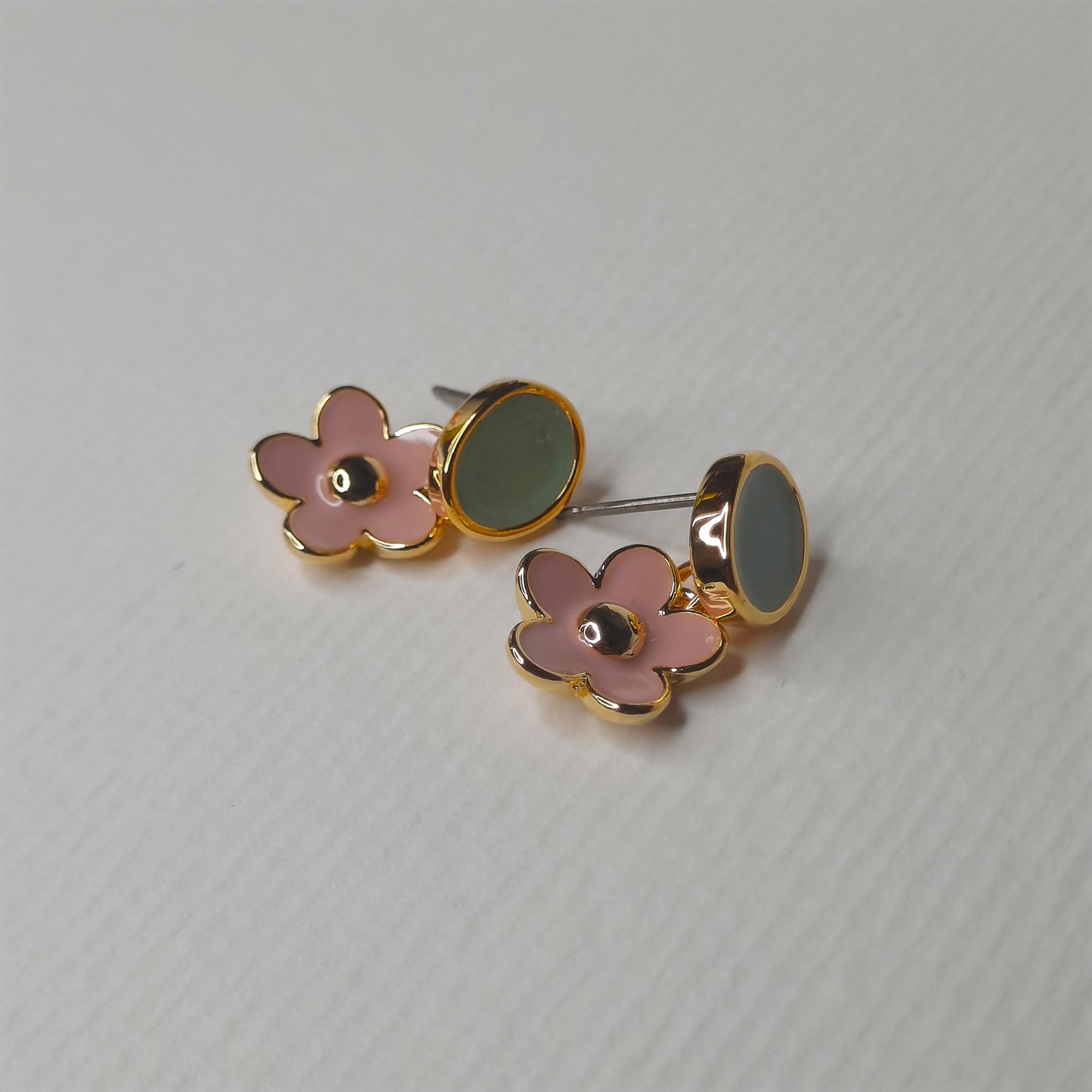 Dual Tone Spring Dangle Earrings Pink- AIGOO