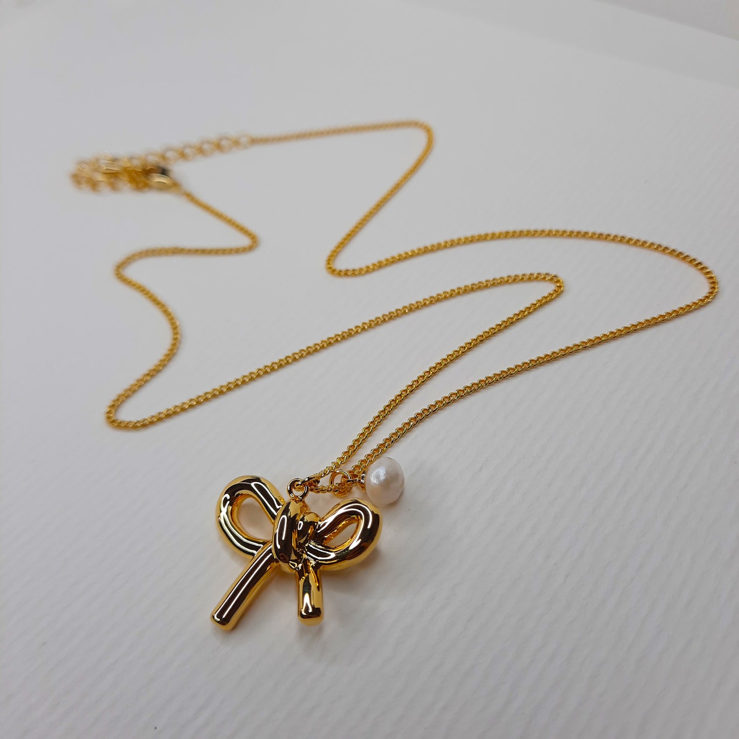 Ribbon Bow Necklace (Gold, Silver)