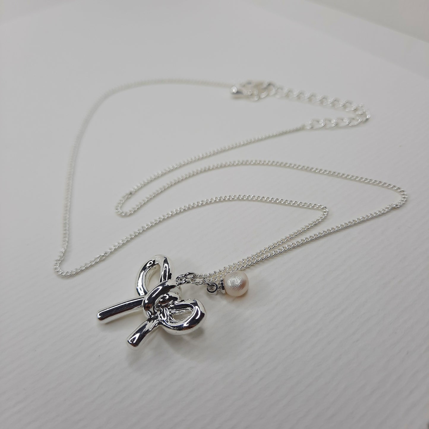 Ribbon Bow Necklace (Gold, Silver)