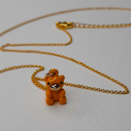 Gold Gleam Gummy Bear Necklace (White, Black, Orange, Pink, Purple, Blue)