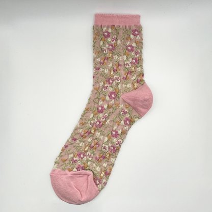 Mori Garden Socks (Grey, White, Pink)