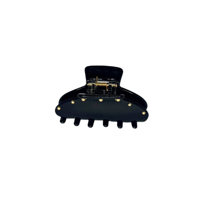 Minimal black mini claw clip for clean-girl hairstyles