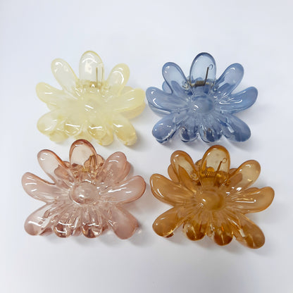 Dew Flower Translucent Claw Clip (Yellow, Pink, Brown, Blue)