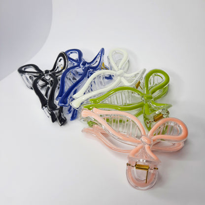 Ribbon Detail Claw Clip (Black, White, Blue, Sage, Pink)