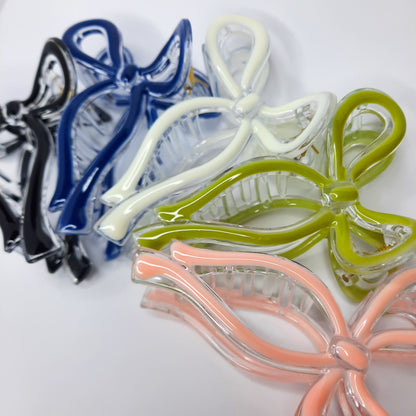 Ribbon Detail Claw Clip (Black, White, Blue, Sage, Pink)