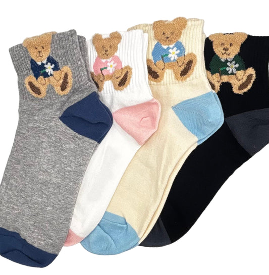Choco Bear Socks (White,Grey,Beige & Black)