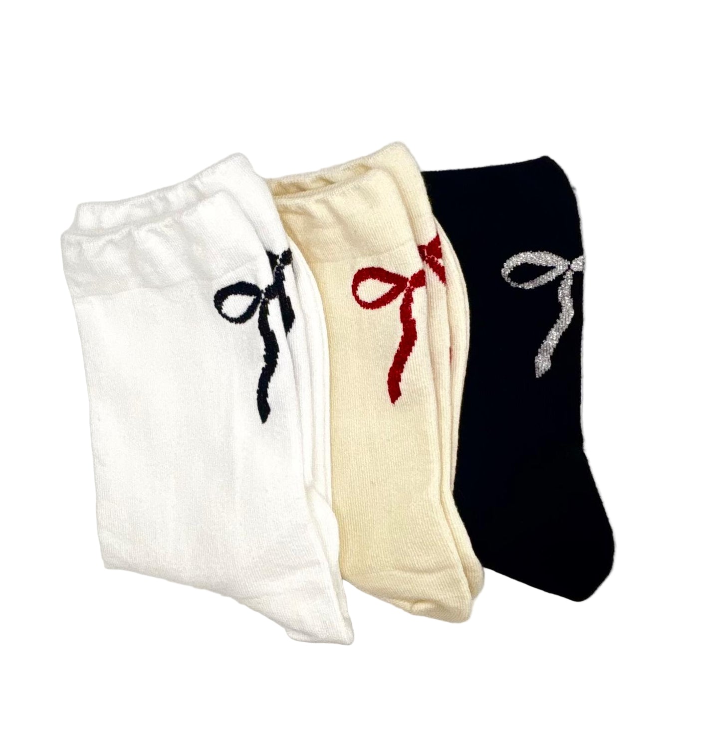 Ribbon Socks (White,Beige & Black)