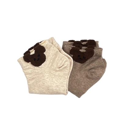 Teddy Bear Socks (White,Black,Cool Brown & Beige)