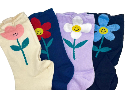Lazy Daisy Socks (Beige,Blue,Purple & Black)