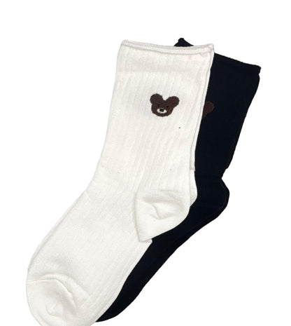Cute Bear Socks (White & Black)