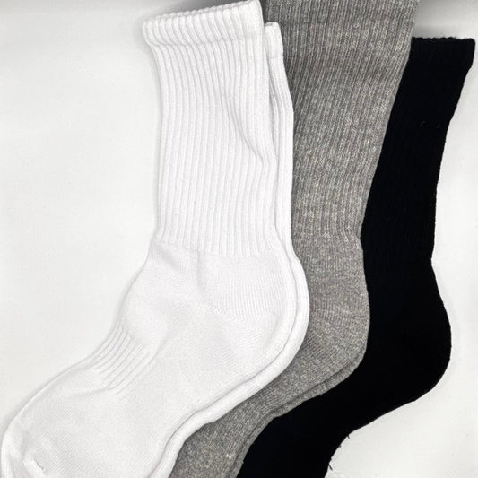 Plain Crew Socks (White, Grey, Black)