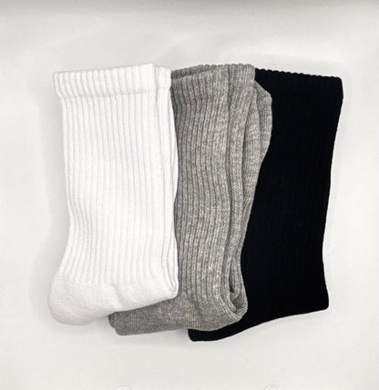 Plain Crew Socks (White, Grey, Black)