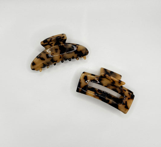 Amber Shell Hair Claw (Leopard Design)