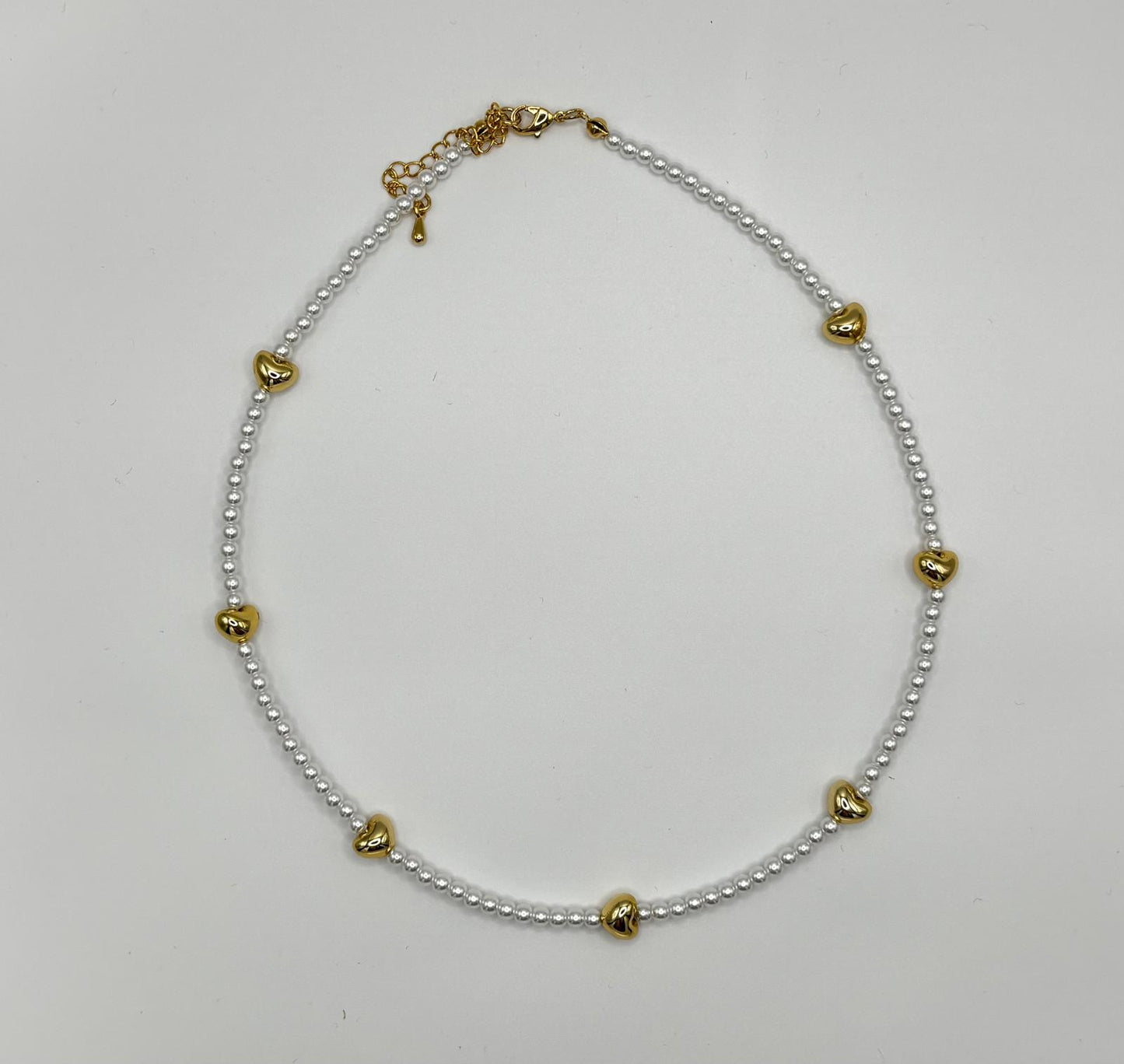 Pearl Heart Charm Necklace (Gold & Silver)