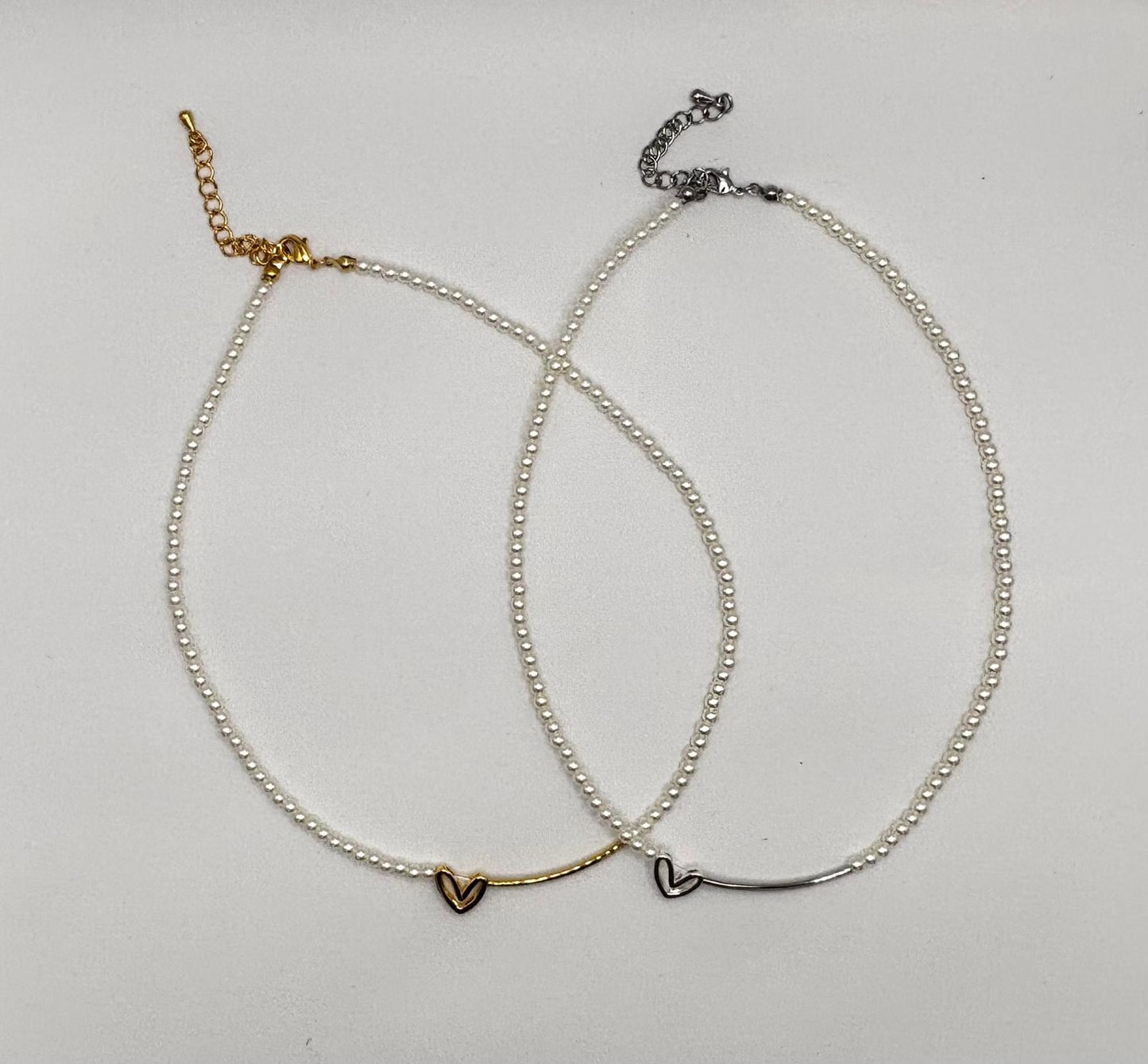 Heartlock Pearl Necklace (Gold & Silver)