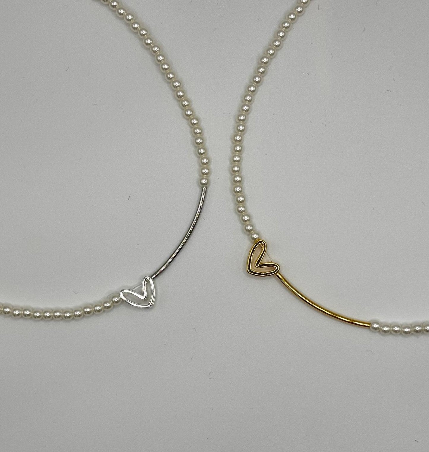 Heartlock Pearl Necklace (Gold & Silver)