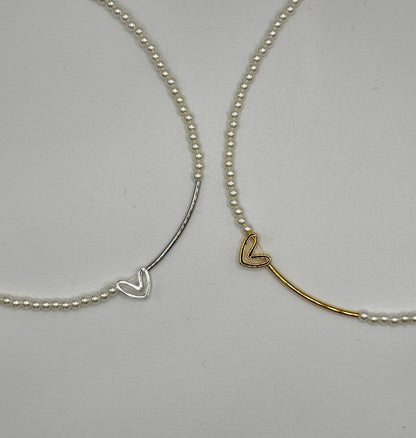 Heartlock Pearl Necklace (Gold & Silver)