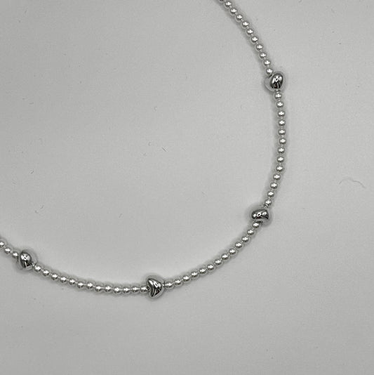 Pearl Heart Charm Necklace (Gold & Silver)
