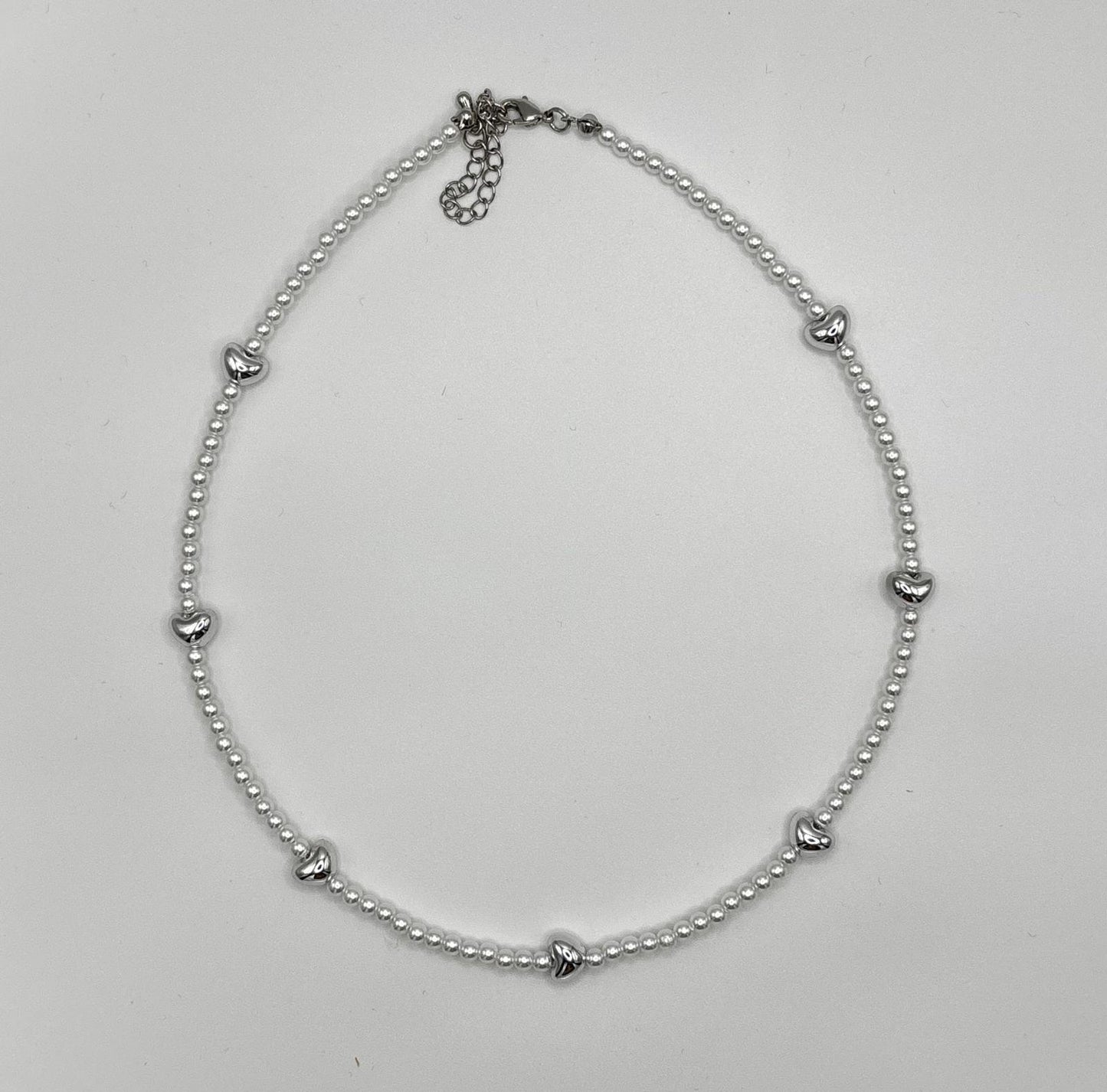 Pearl Heart Charm Necklace (Gold & Silver)
