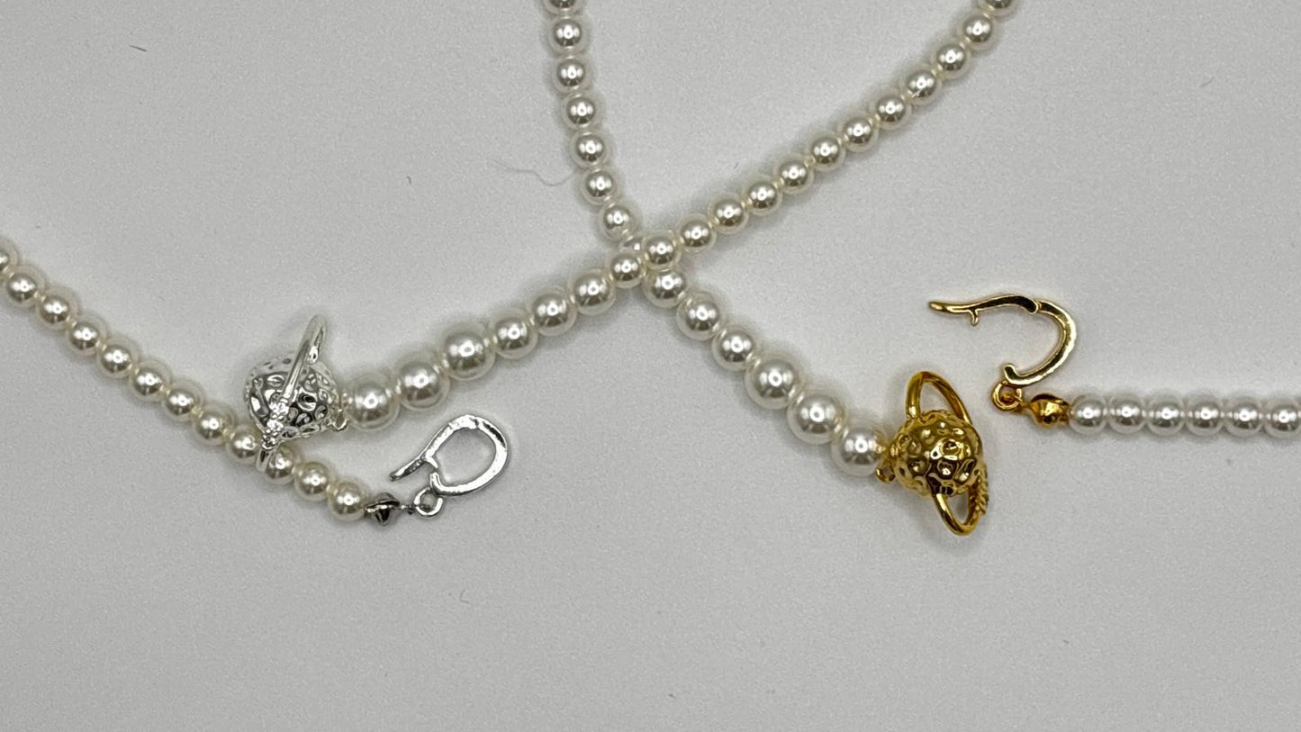 Pearl Saturn Charm Necklace (Gold & Silver)