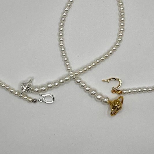 Pearl Saturn Charm Necklace (Gold & Silver)