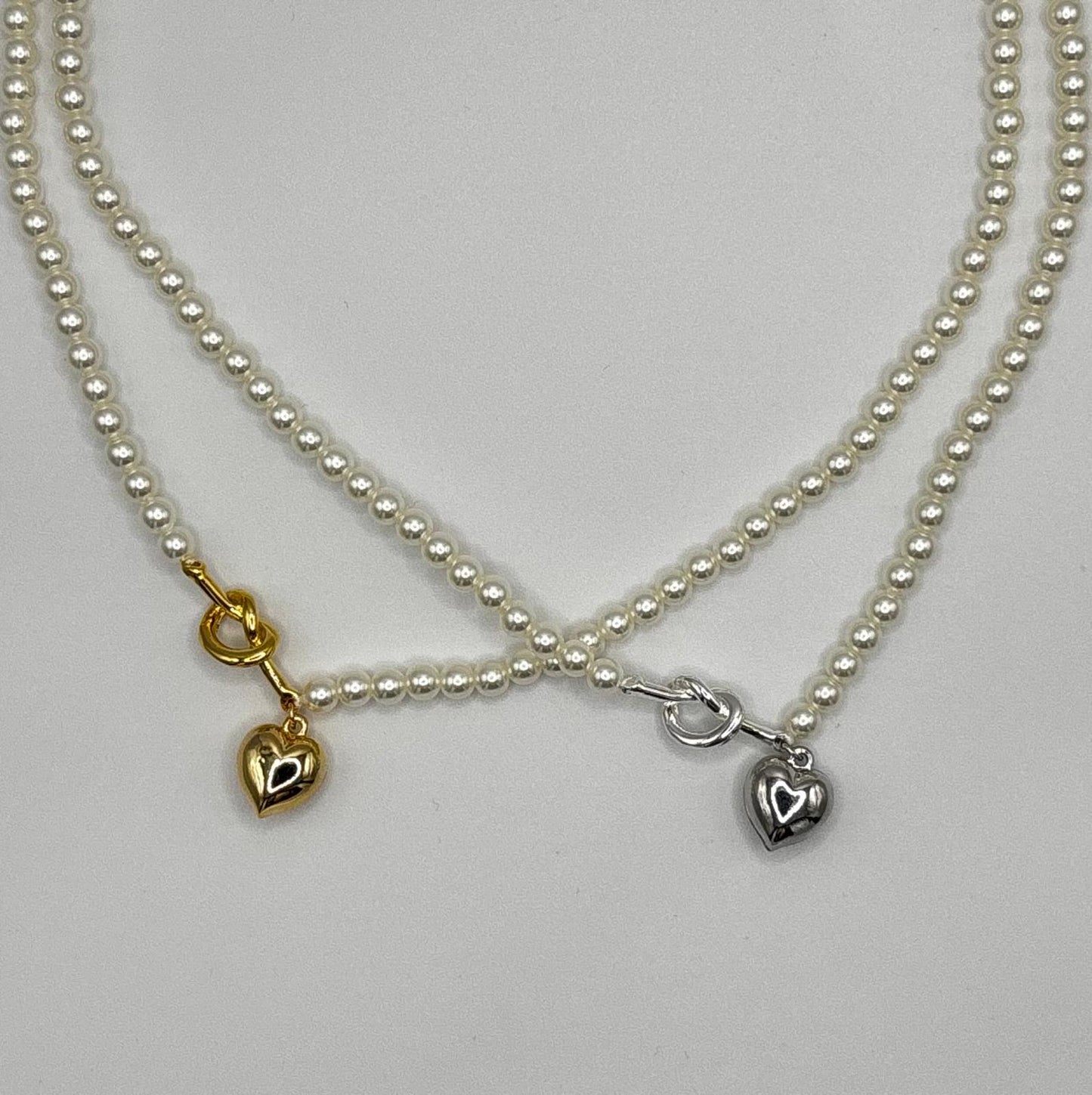 Pearl & Heart Padlock Necklace