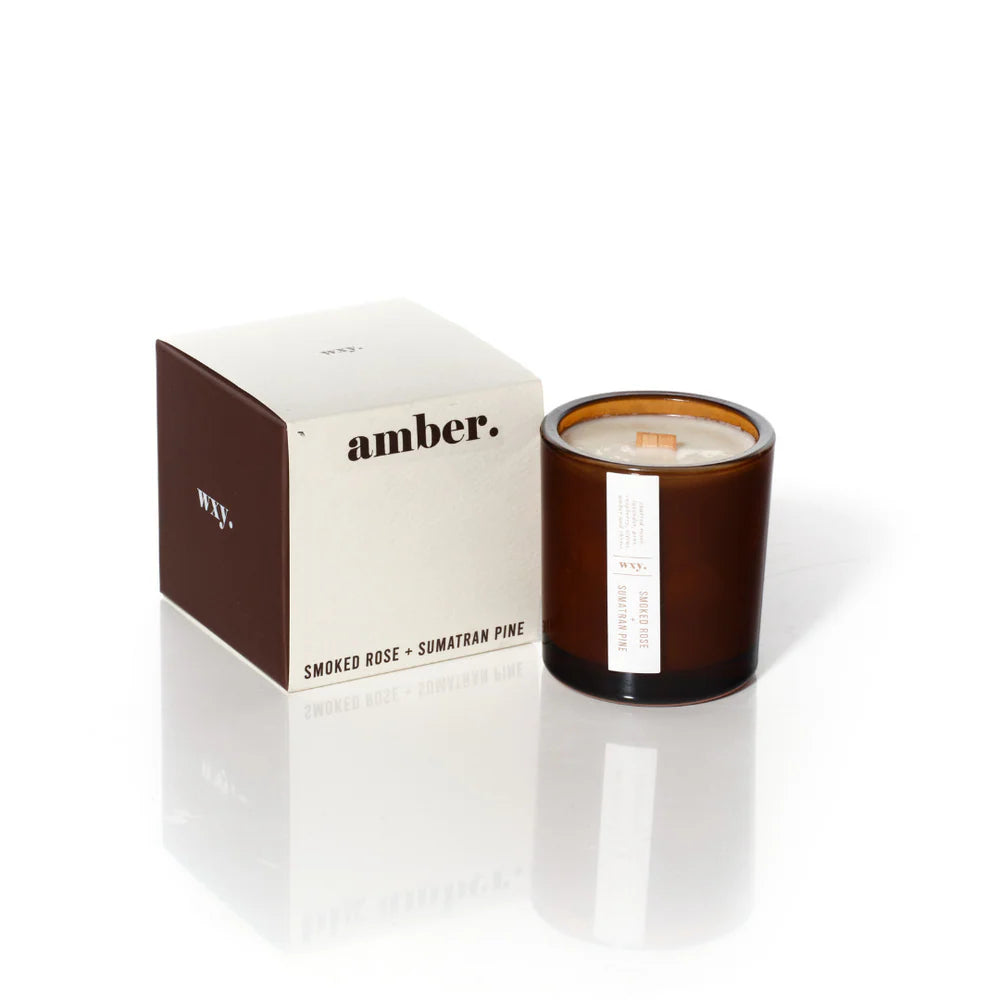 WXY Candles - Amber: Smoked Rose + Sumatran Pine (Wood Wick)
