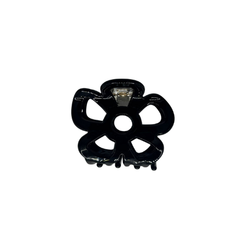 Mini flower hair claw clip in beige and black, small Korean style cute  hair accessory for everyday styling.