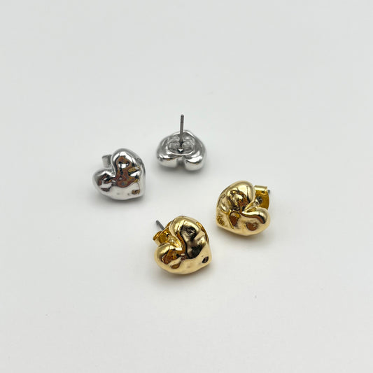Lava Heart Stud Earrings (Gold, Silver) | Small Stud Earrings |AIGOO UK