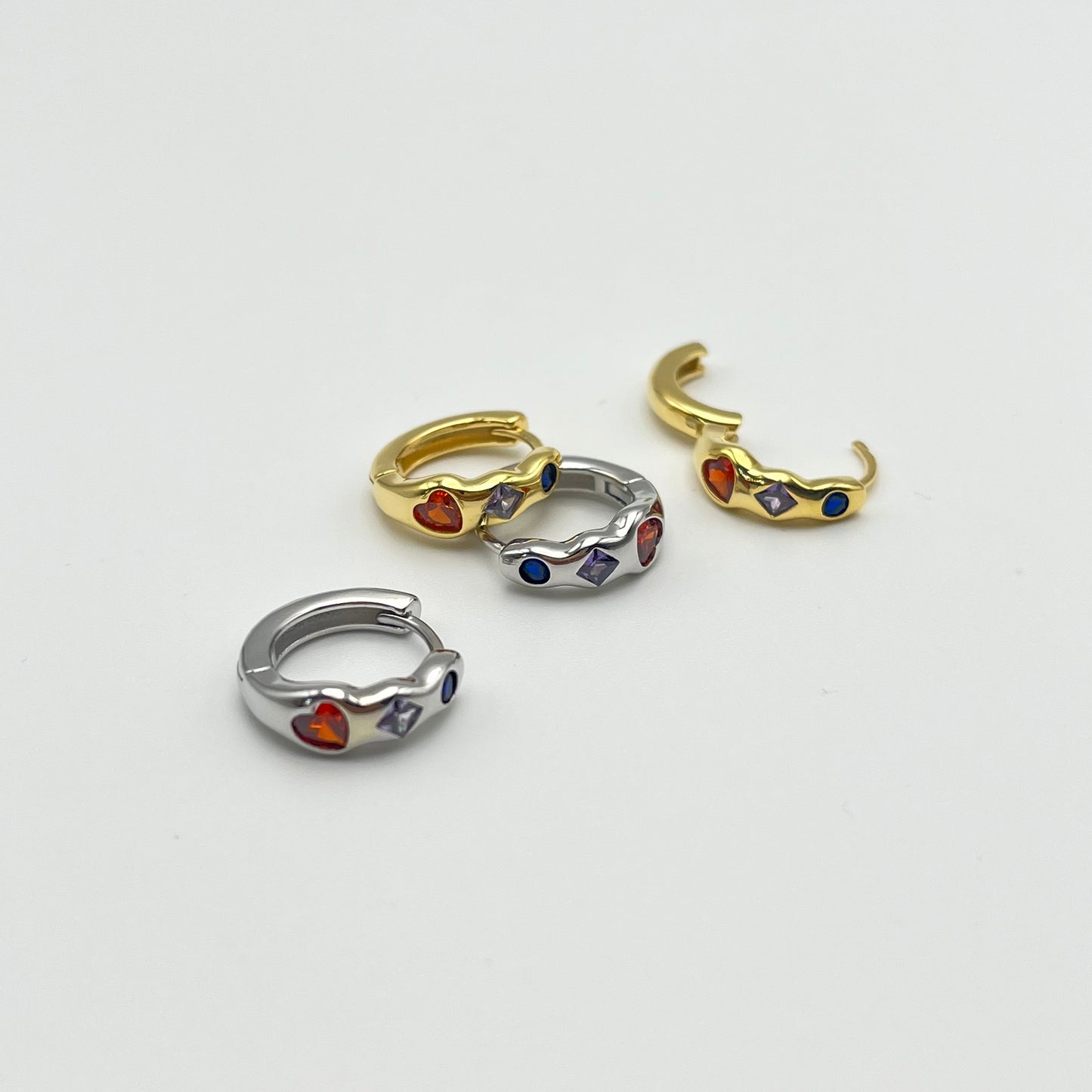 Lava Charm Mini Hoop Earrings (Gold, Silver)