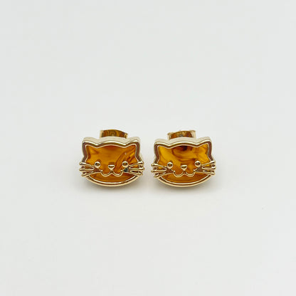 Latte Cat Stud Earrings ( Brown) | Small Stud Earrings | AIGOO UK
