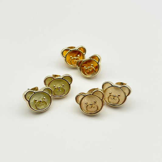 Latte Bear Stud Earrings (Cream, Brown, Green) | Small Stud Earrings | AIGOO UK