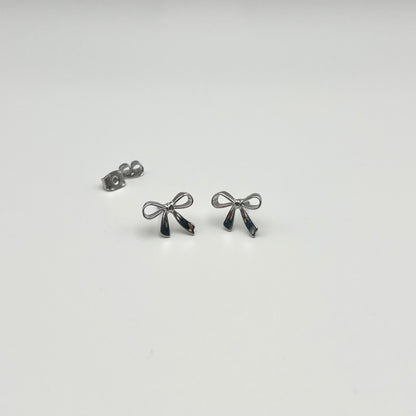 Dainty Bow Stud Earrings (Silver) | Small Stud Earrings | AIGOO