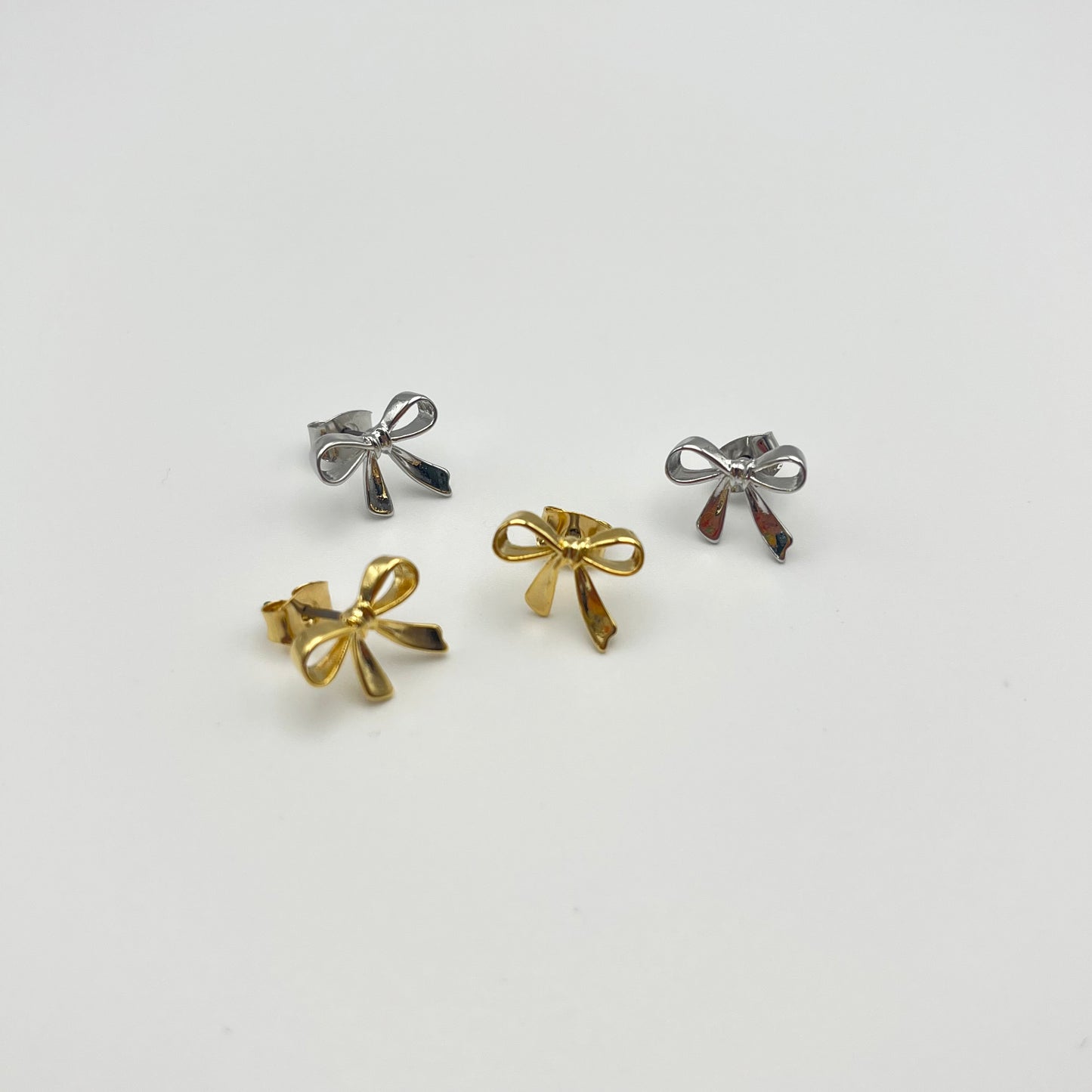 Dainty Bow Stud Earrings (Gold, Silver) | Small Stud Earrings | AIGOO