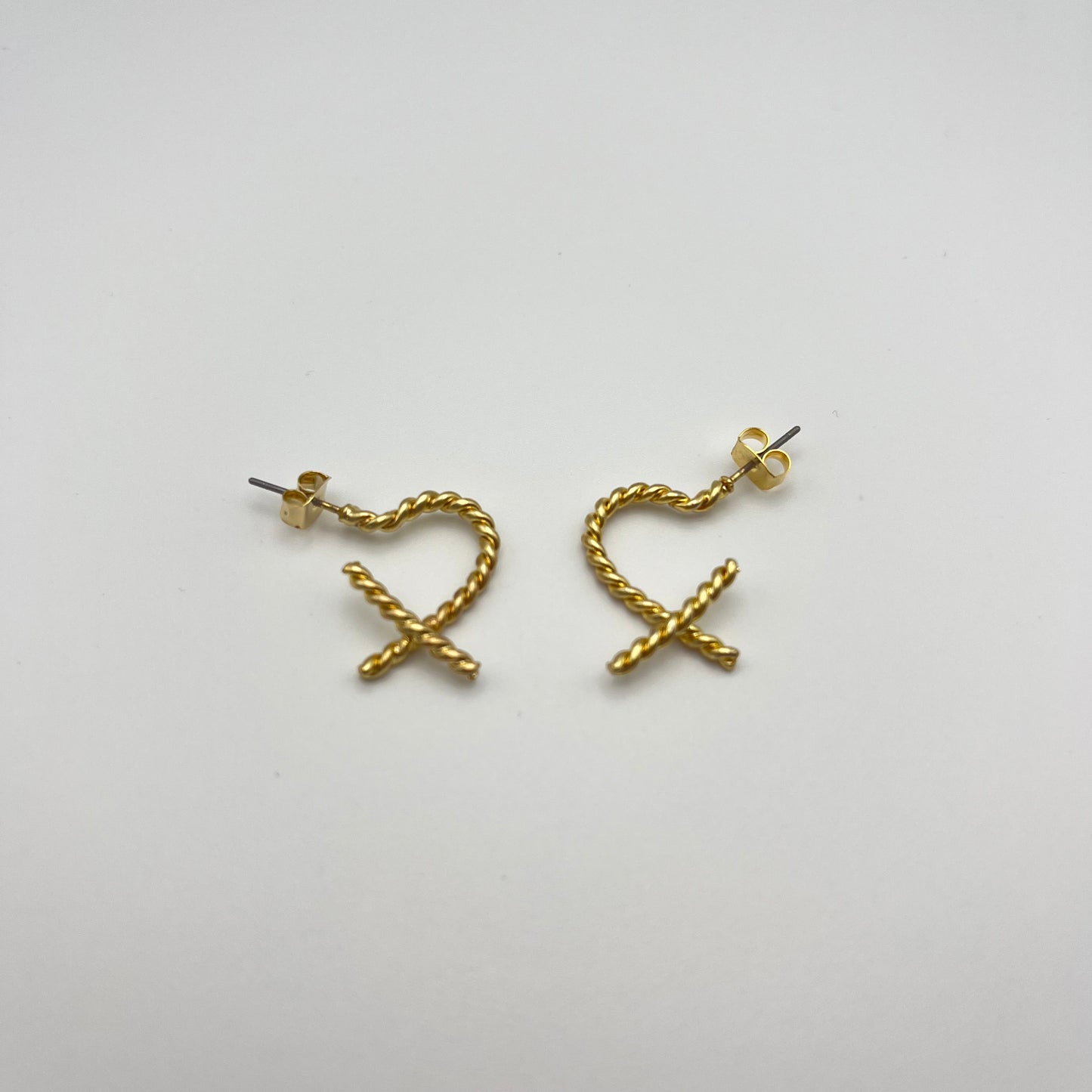 Woven Half Heart Stud Earrings (Gold) | Small Stud Earrings | AIGOO