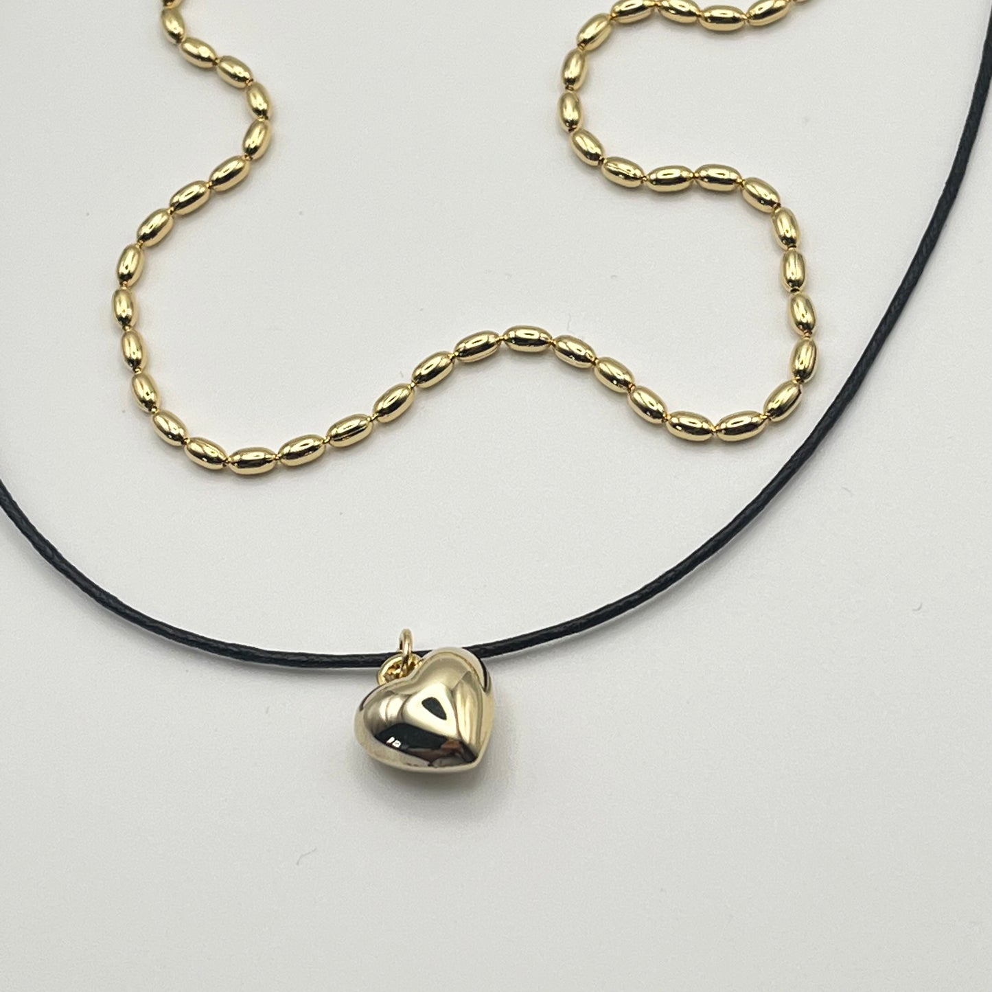 Heart Double Loop Necklace Set (Gold, Silver)