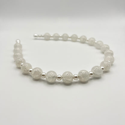 Beaded Belle Hairband (White, Black)