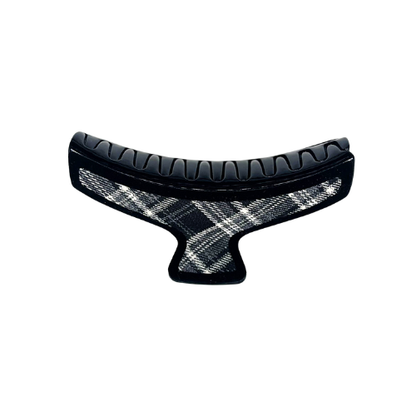 Plaid nostalgic Korean hair claw clip in vintage check pattern, cute aesthetic hair accessory for everyday styling.