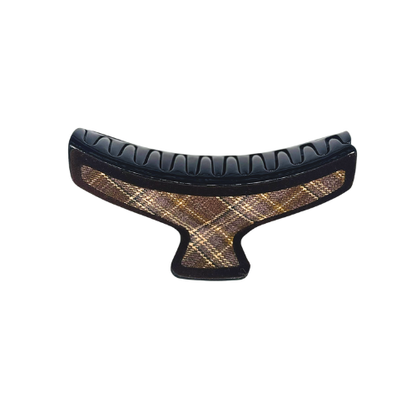 Plaid nostalgic Korean hair claw clip in vintage check pattern, cute aesthetic hair accessory for everyday styling.