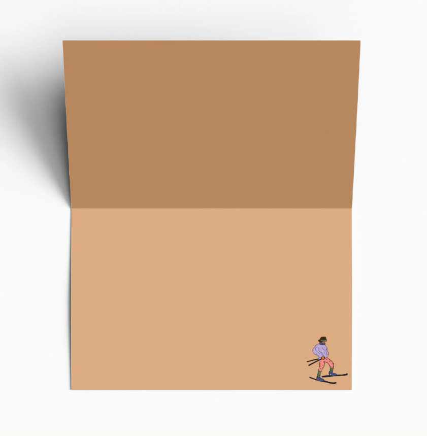 Skiing On the Yule Log Christmas  Card