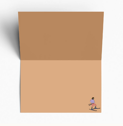 Skiing On the Yule Log Christmas  Card