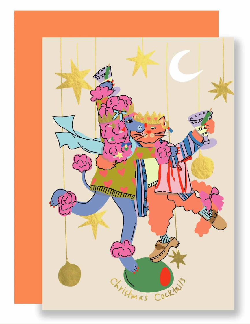 Christmas Cocktails Gold Foil Card